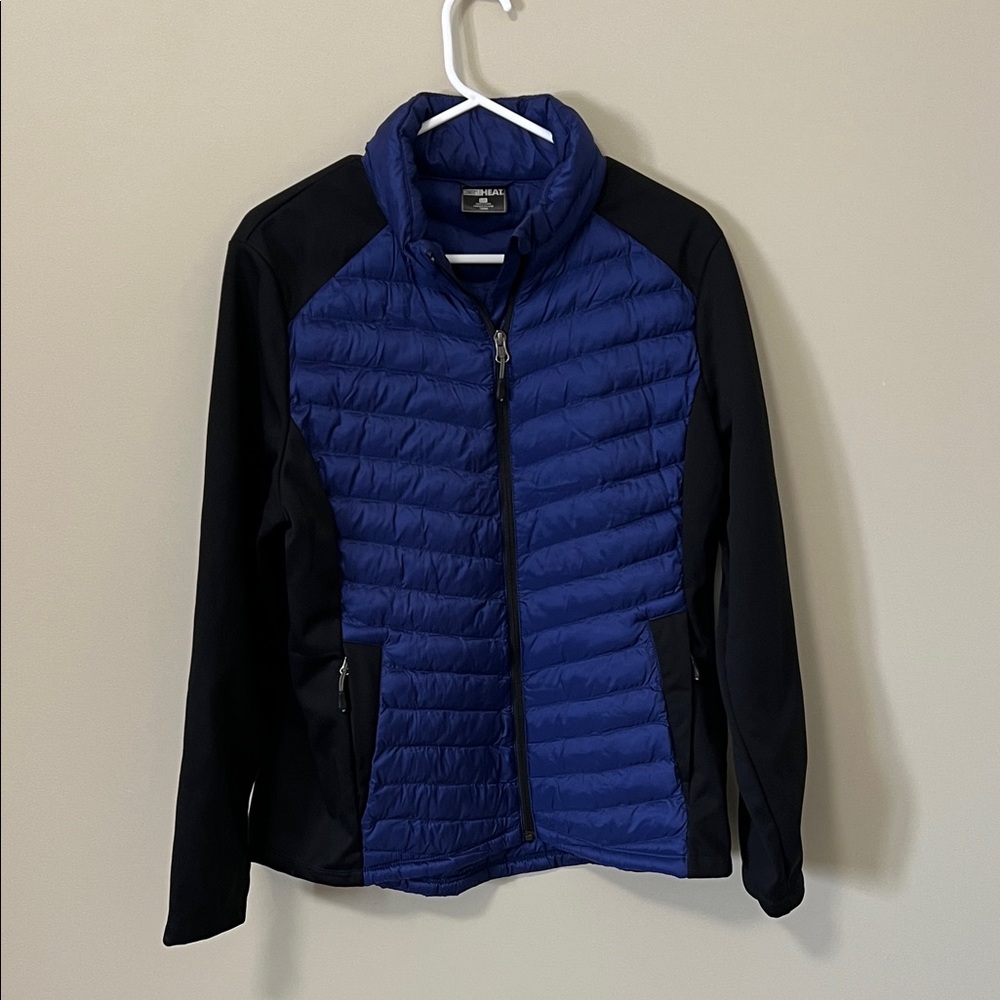 Women’s Mixed Media Full Zip Insulation Puffer Jacket Lightweight Hybrid Large